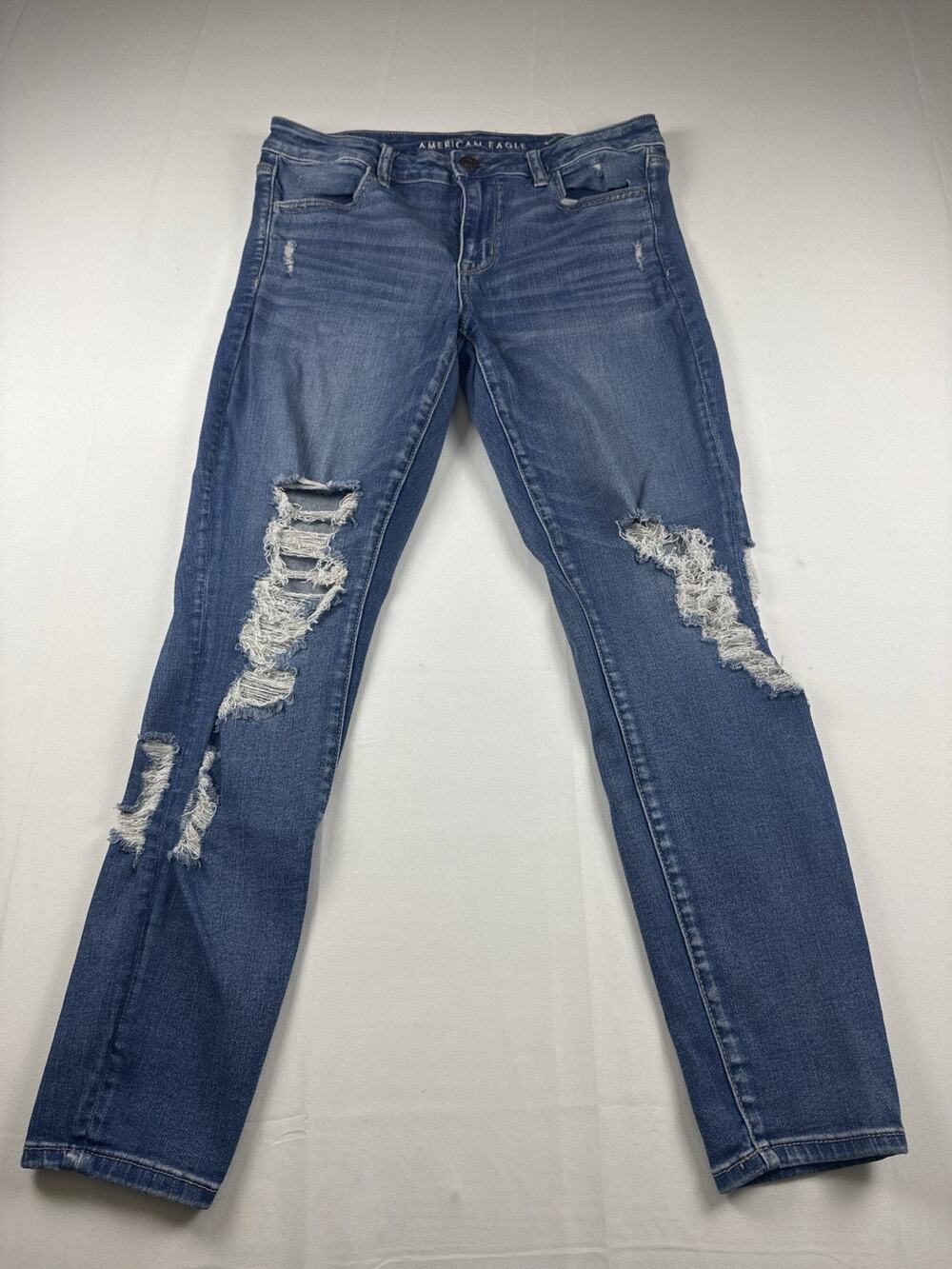 American Eagle Jeans Womens 14 Next Level Stretch Distressed Skinny
